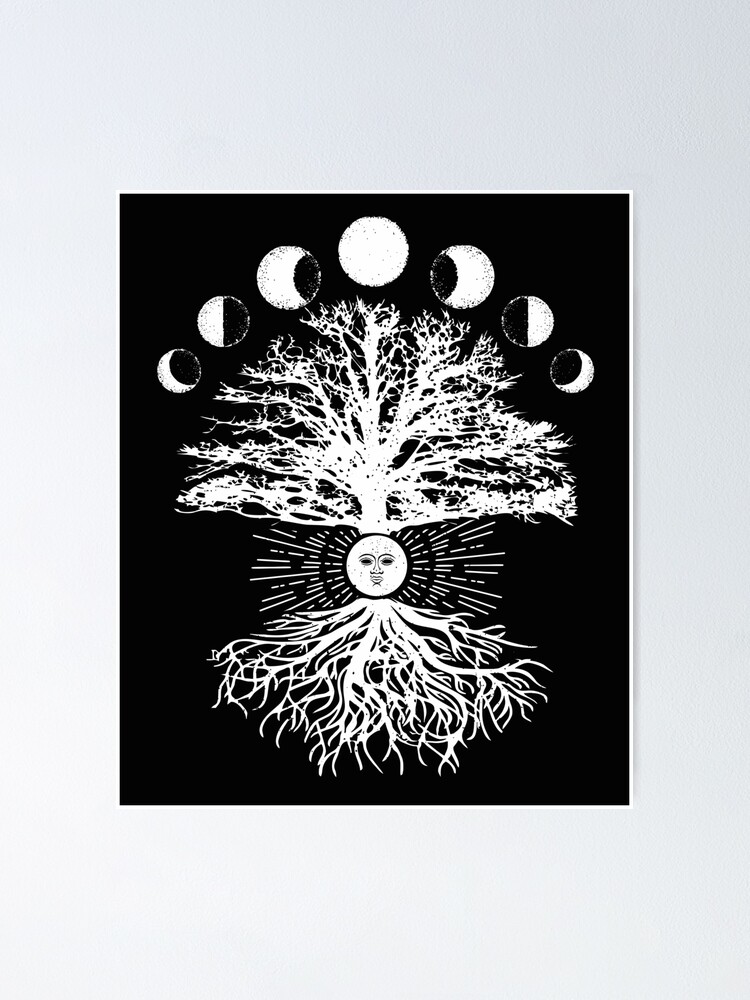 Moon Phases Tree Sun Spiritual Art