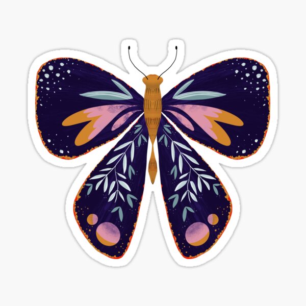 "Dark Blue Butterfly Art " Sticker for Sale by rennate Redbubble