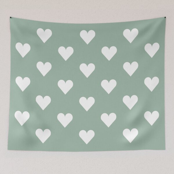 Item preview, Medium WHITE & MUTED GREEN LOVE HEARTS designed and sold by RachelMacht.