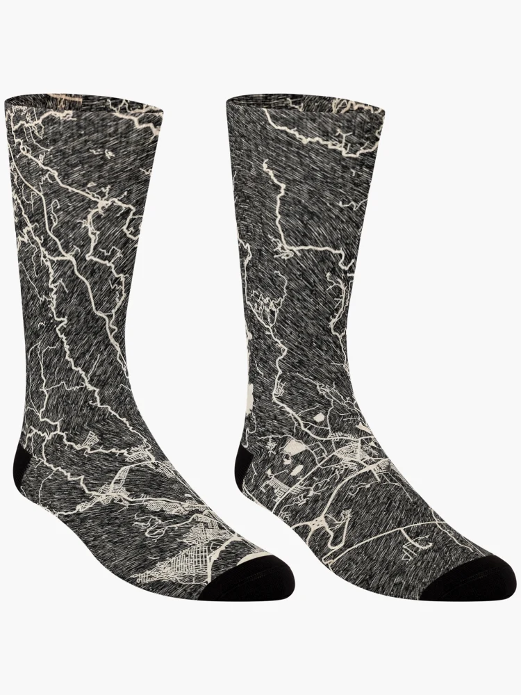 Thumbnail 3 of 5, Socks, Ponce map Puerto Rico Ink lines designed and sold by InkMaps.