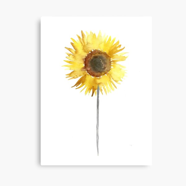 Sunflower Floral Yellow Brown Woman Minimalist Illustration Canvas Print