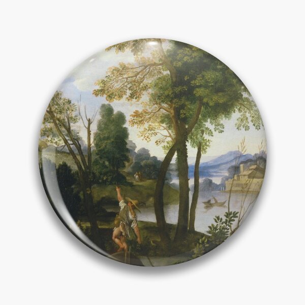 Item preview, Domenichino - Paesaggio fluviale con barcaioli, pescatori e una coppia elegante designed and sold by Vintage Designs +.