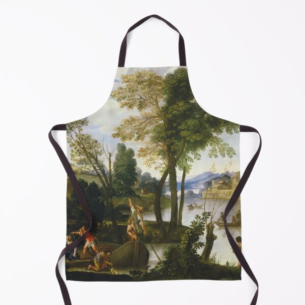 Item preview, Domenichino - Paesaggio fluviale con barcaioli, pescatori e una coppia elegante designed and sold by Vintage Designs +.