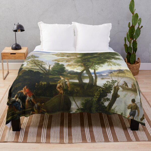 Item preview, Domenichino - Paesaggio fluviale con barcaioli, pescatori e una coppia elegante designed and sold by Vintage Designs +.
