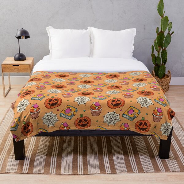 Item preview, Pumpkin and spider webs orange Halloween pattern designed and sold by Arne Smet.