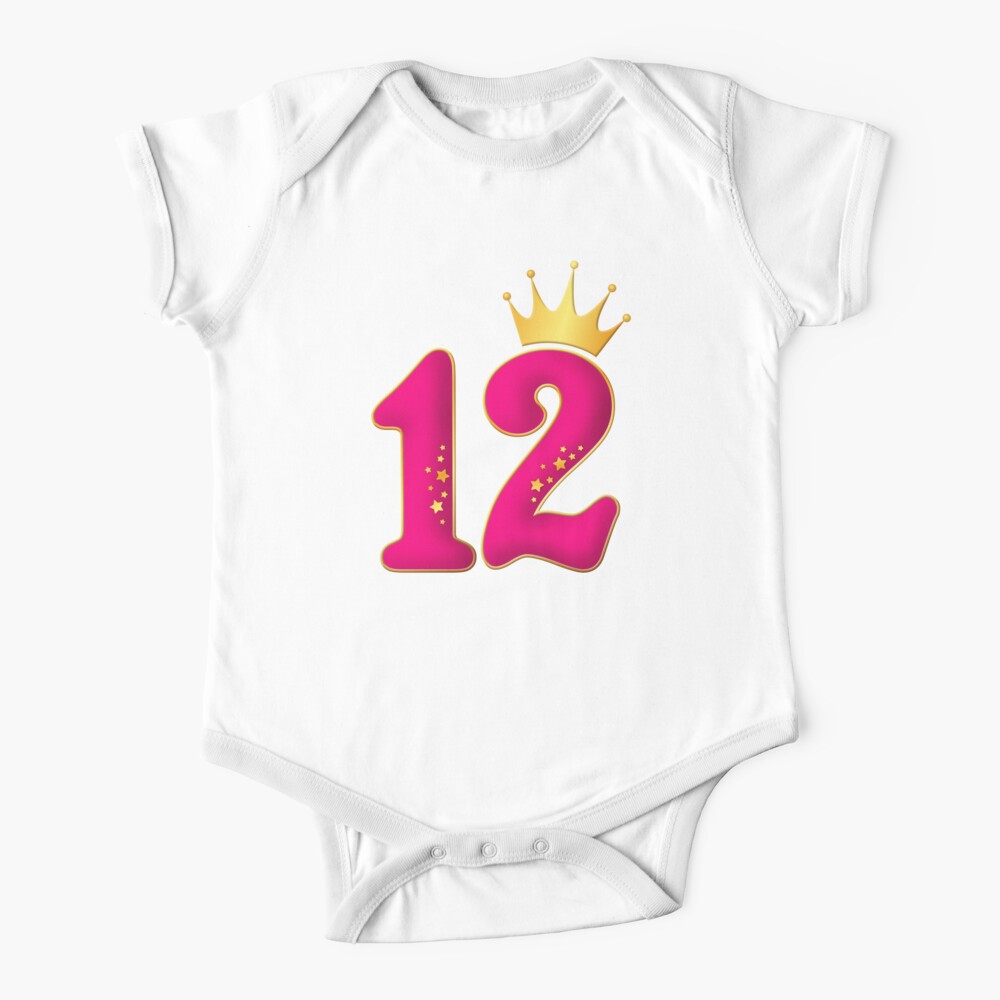 Body para bebé «12 años, diseño de fiesta de cumpleaños para niñas. 12 y corona» iclipart | Redbubble