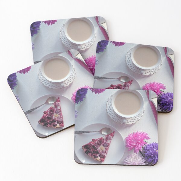 Item preview, Photo artwork: Piece of Raspberry Pies, Aster flowers, cup of coffee designed and sold by GrayCatGraphics.