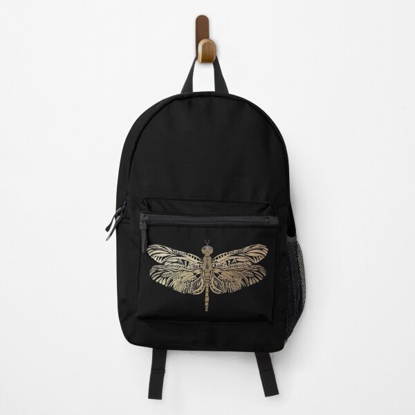 Item preview, Beautiful intricate abstract tattoo dragonfly outline- for lovers of dragonflies. Black and gold - Caroline Laursen original designed and sold by Caroline Laursen.
