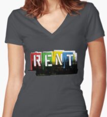 Rent Logo Color Women's Fitted V-Neck T-Shirt