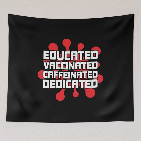 Item preview, EDUCATED VACCINATED CAFFEINATED 2021: funny shirt f - well vaccined - retro style lovers - shirt for mom and dad mother and father vaccinated - coffee lovers and caffein addicts designed and sold by charaf19.