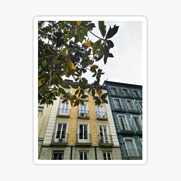 yellow and blue houses Sticker