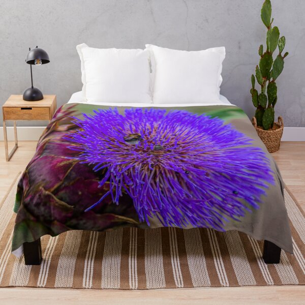 Item preview, Artichoke flower with a Honey Bee and a Bumblebee collecting nectar designed and sold by Dalyndigital Photography.