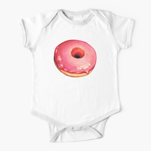 Strawberry Donut Pattern Short Sleeve Baby One-Piece