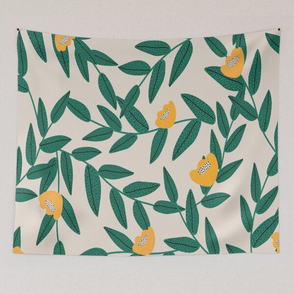 Item preview, Yellow and green aesthetic floral design designed and sold by Ila Mandlik.