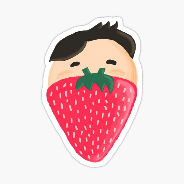 "Strawberry Man Simple Minimalist Fruit Design" Sticker for Sale by