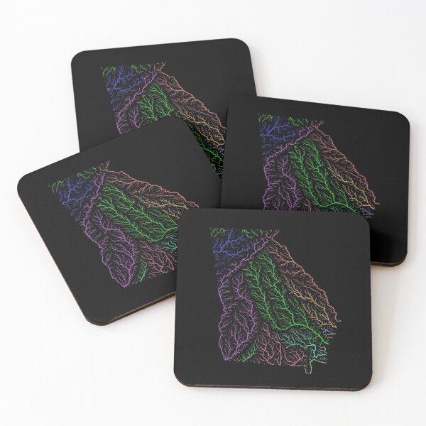 Item preview, Georgia River Basin Map in Rainbow Colours with Black Background designed and sold by GrasshopperGeo.