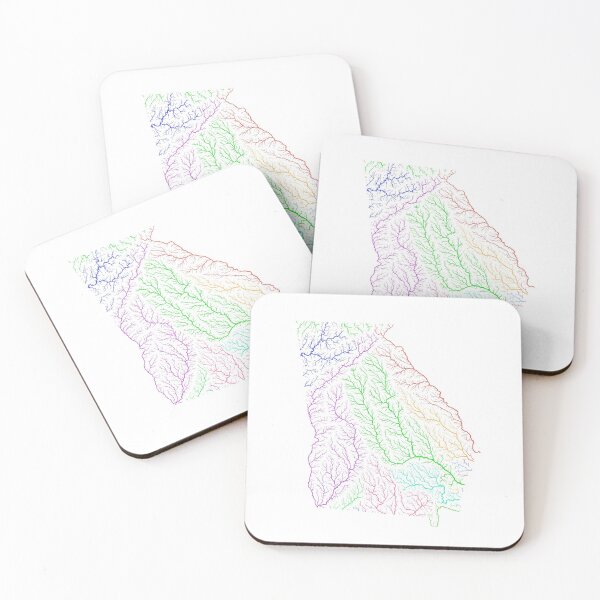 Item preview, Georgia River Basin Map in Rainbow Colours with White Background designed and sold by GrasshopperGeo.