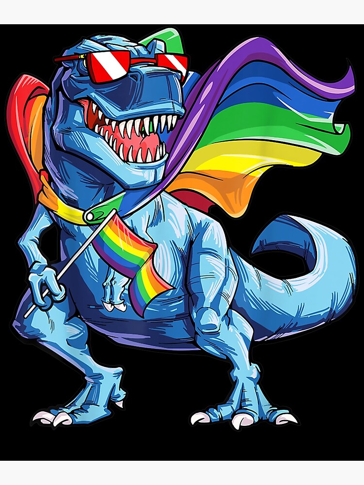 Dinosaur Gay Pride Flag Lgbt Lesbian Bi T Rex Photographic Print For