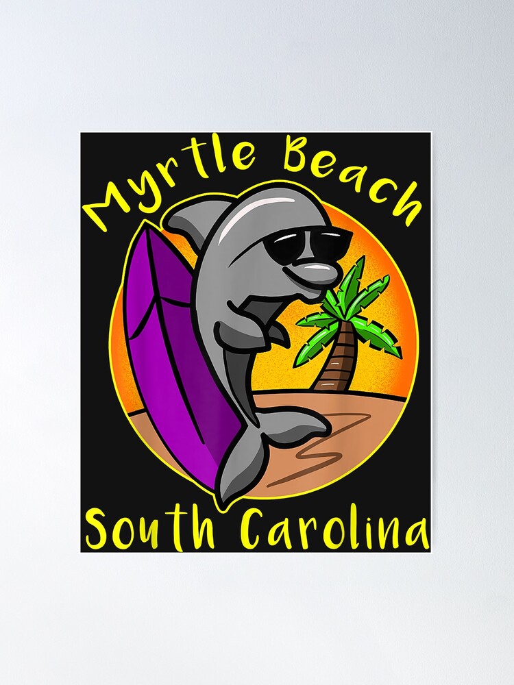 Myrtle Beach, South Carolina - Dolphins: Retro Travel Poster Wall