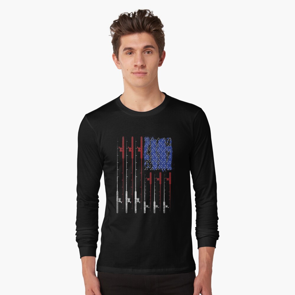 American Flag Fishing Rod Usa Essential T-Shirt for Sale by