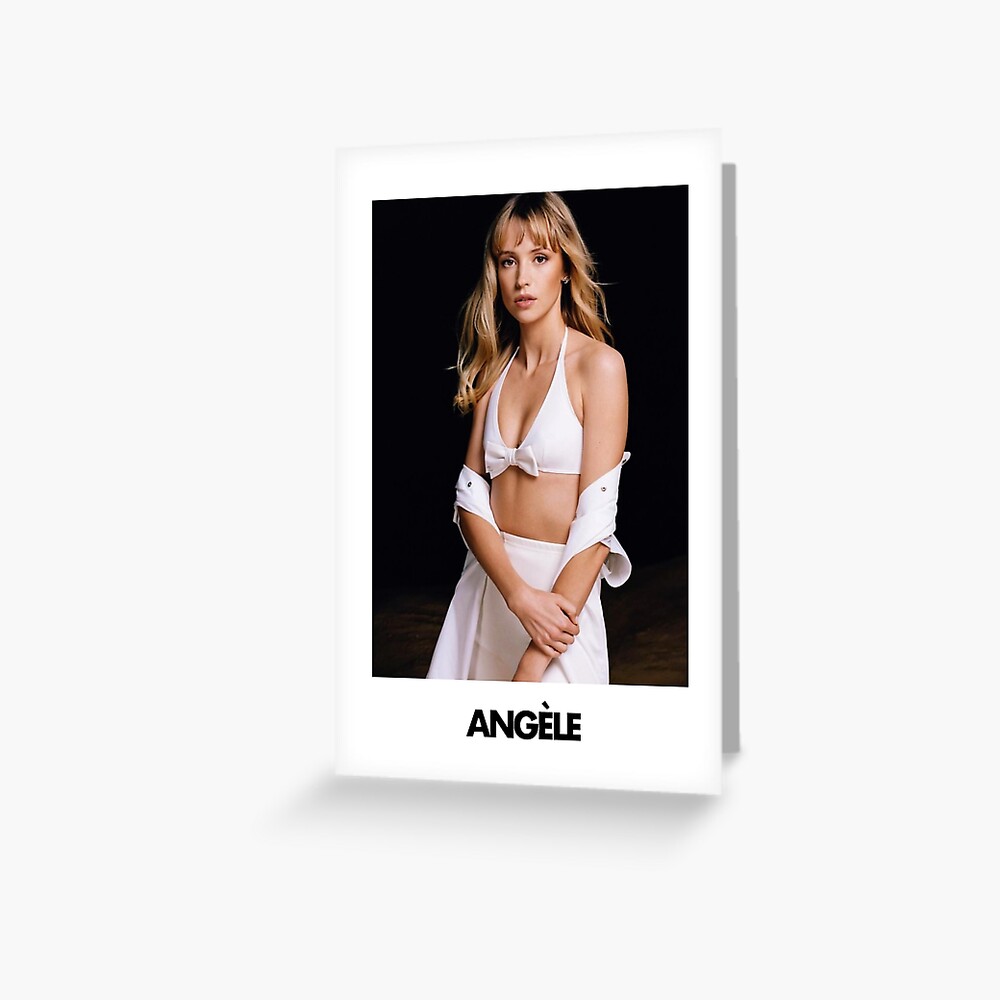 Angele Van Laeken Maillot De Bain Carte de vœux « Angèle Van Laeken - Portrait chanteuse maillot couleur »,  par CARLYXE | Redbubble