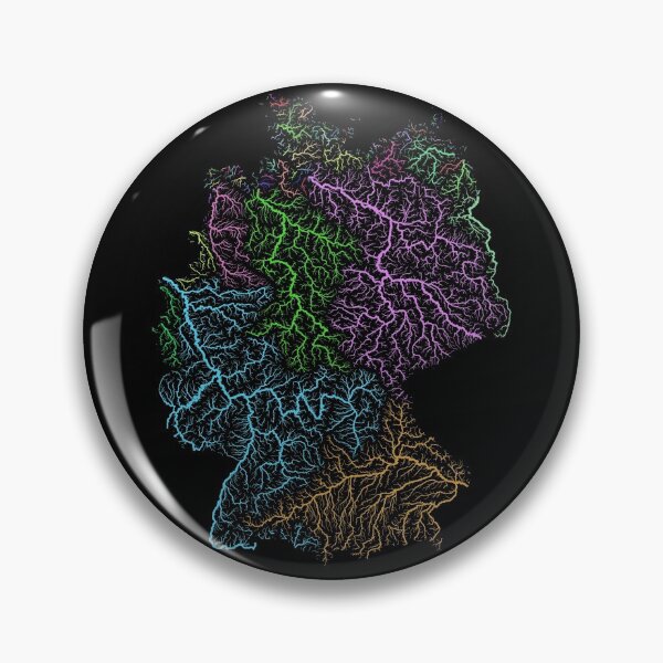 Item preview, Germany River Basin Map in Rainbow Colours with Black Background designed and sold by GrasshopperGeo.