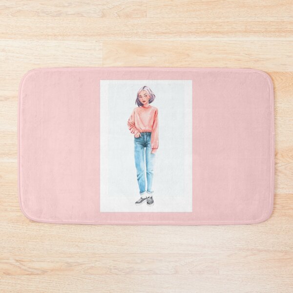 Item preview, A Contemporary Pretty Girl Wearing Jeans And A Pink Sweatshirt designed and sold by AidenChen.