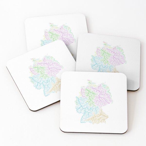 Item preview, Mapa de la cuenca del río de Alemania en colores del arco iris con fondo blanco. designed and sold by GrasshopperGeo.