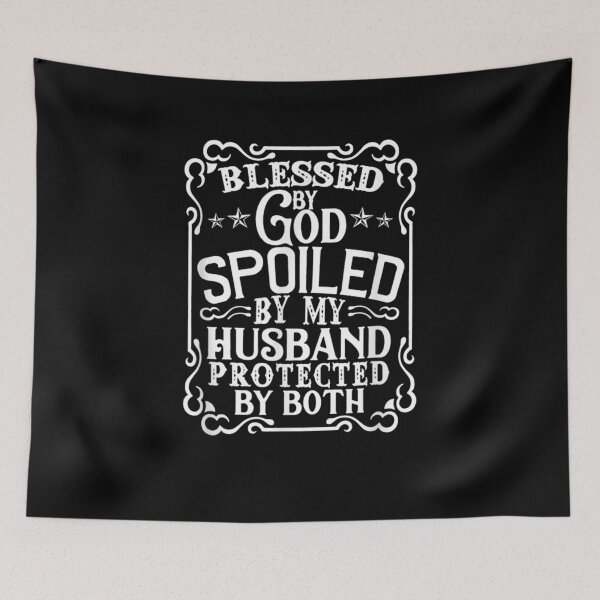 Item preview, Blessed God Spoiled Hus Christian Wife Wine Label designed and sold by tolivia.