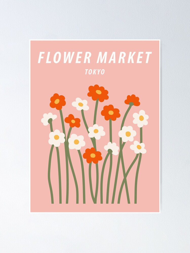 Flower market poster, Tokyo, Chamomile, Daisy art print, Cute pink flowers, Posters  aesthetic, Floral art Poster for Sale by KristinityArt