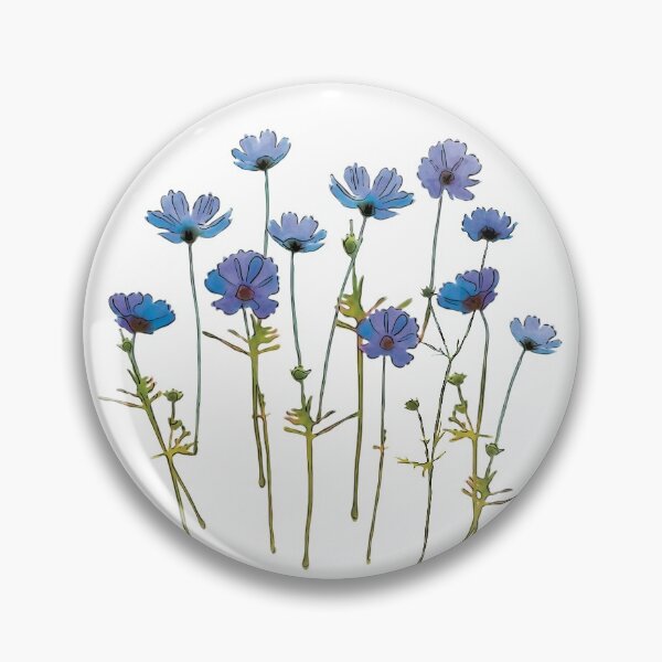 Item preview, Blue Cosmos Flowers Watercolor designed and sold by Pavnud.