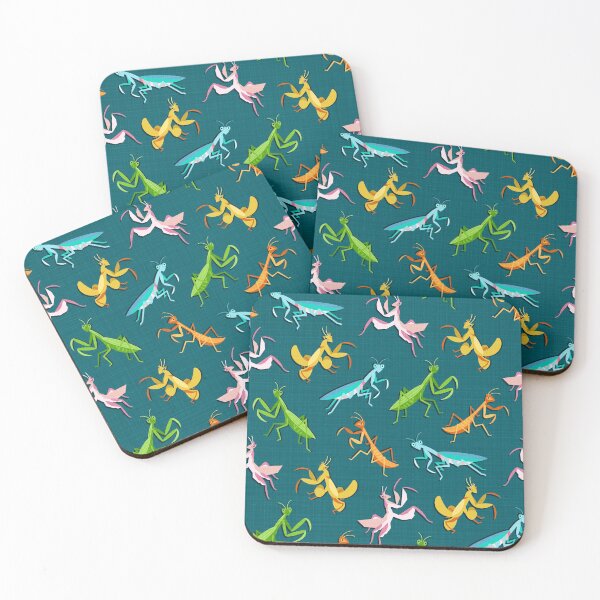 Item preview, A Simple Assortment of Praying Mantises - Teal designed and sold by TigaTiga.