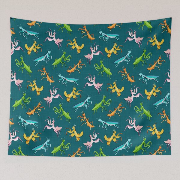Item preview, A Simple Assortment of Praying Mantises - Teal designed and sold by TigaTiga.