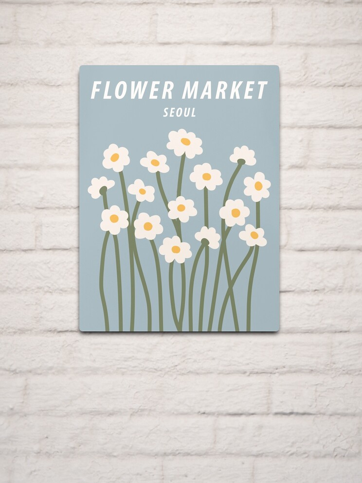 Flower market print, Seoul, Chamomile, Daisy art print, Cute blue flowers,  Posters aesthetic, Cottagecore | Metal Print