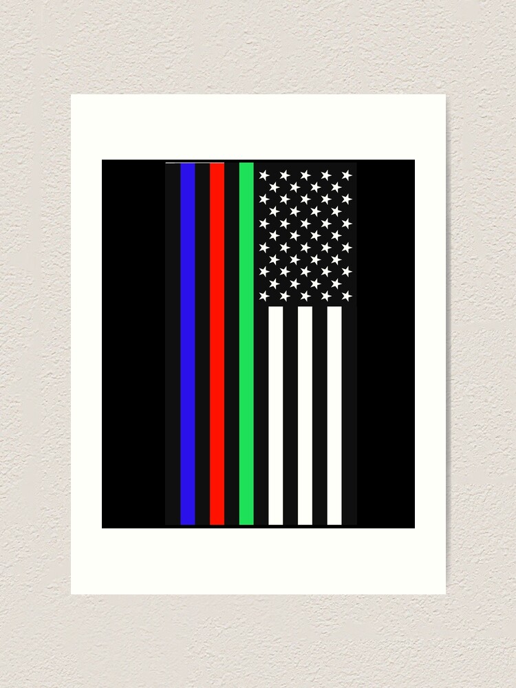 "Black American flag with red blue green and white stripes American