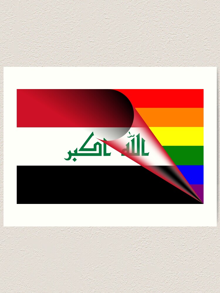 Kunstdruck for Sale mit Irak Flagge Gay Pride Regenbogen Flagge