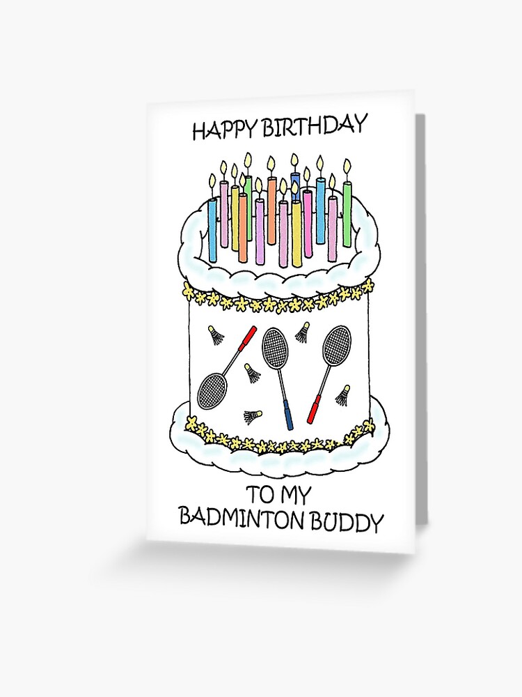 1 X Greeting Card Badminton Sports Shuttlecock - Blank Birthday Celebration Anniversary #8828