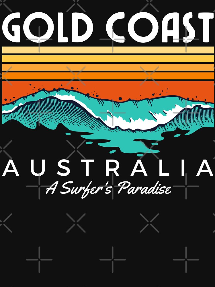 Aperçu 7 sur 7. T-shirt respirant avec l'œuvre Gold Coast Australie Un paradis pour les surfeurs créée et vendue par cafeteeria.