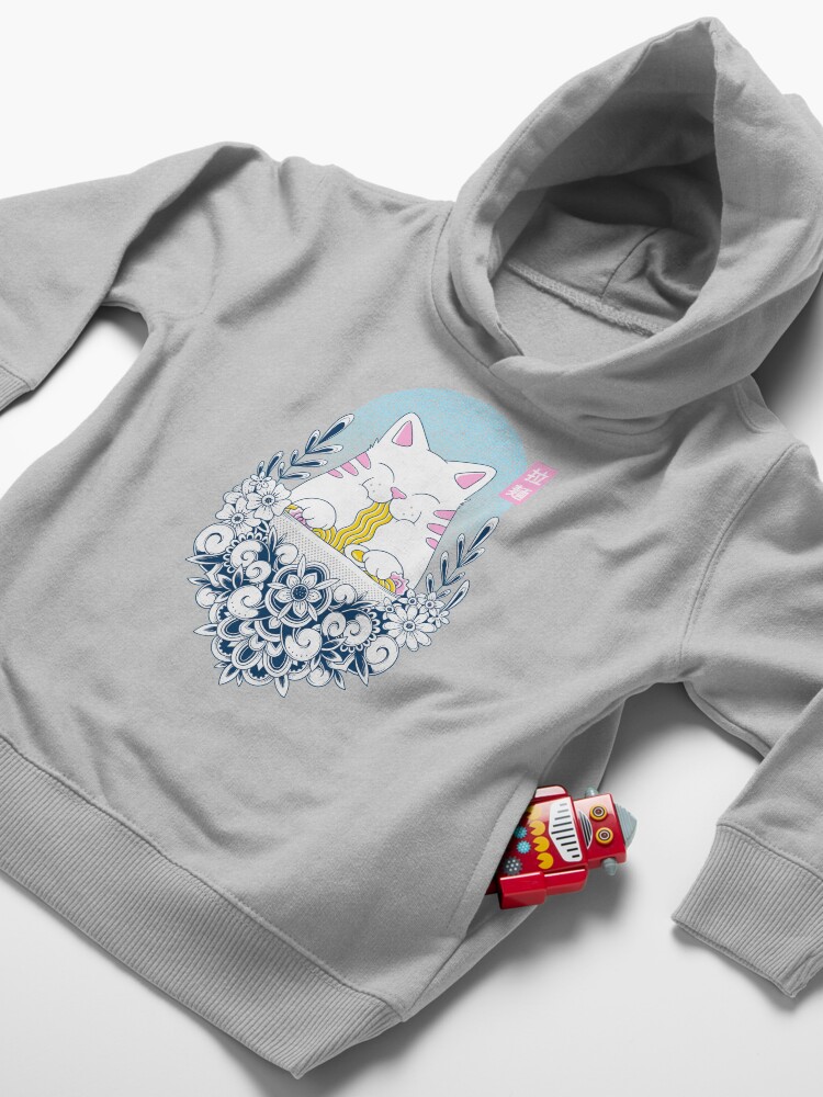 Thumbnail 4 of 5, Toddler Pullover Hoodie, Ramen Cat designed and sold by GODZILLARGE.