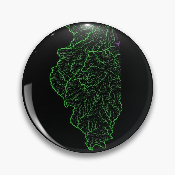 Item preview, Mapa de la cuenca del río Illinois en colores del arco iris y fondo negro designed and sold by GrasshopperGeo.