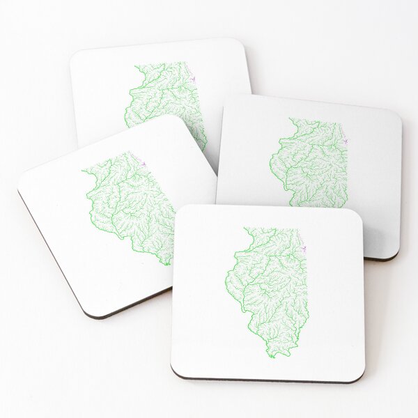 Item preview, Illinois River Basin Map in Rainbow Colours with White Background designed and sold by GrasshopperGeo.