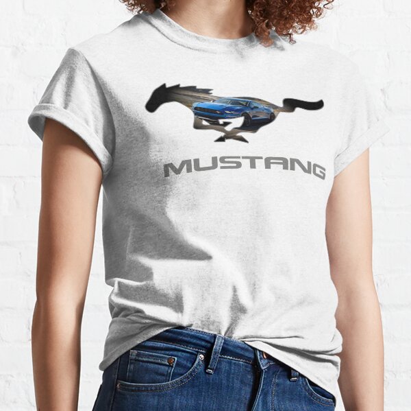 Ford Mustang GT Logo Emblem Design (Blue on Black) Classic T-Shirt