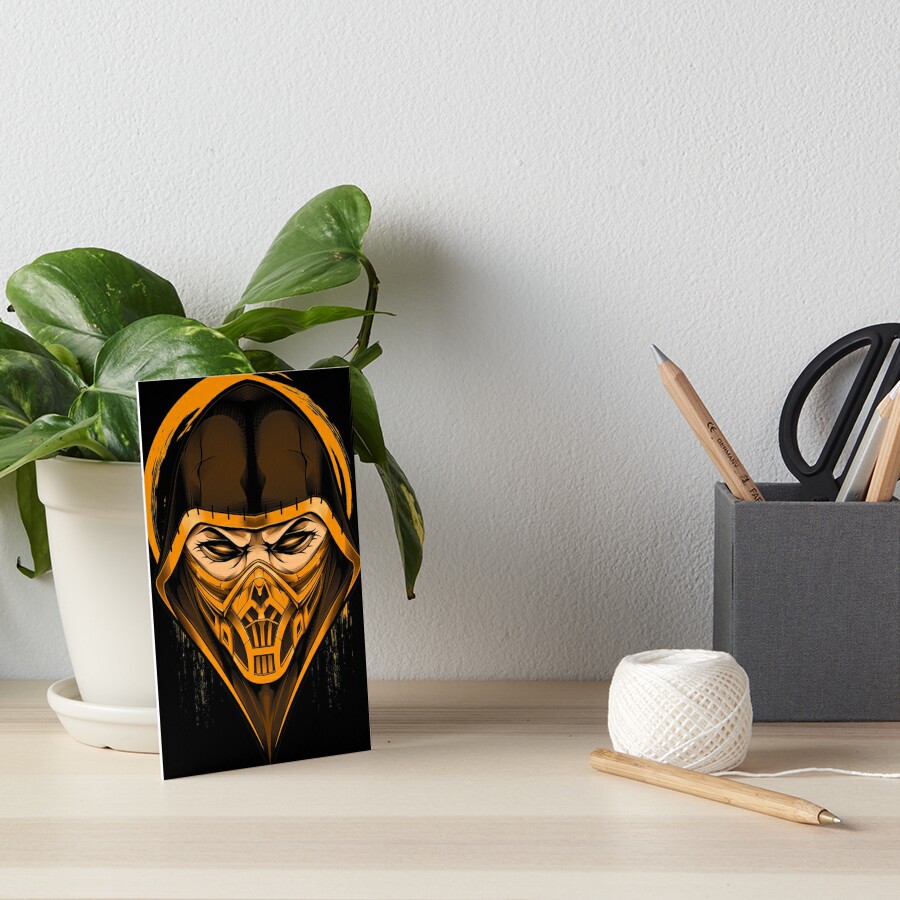 Scorpion Mortal Kombat Head Art Board Print For Sale By Yusronali13 Redbubble