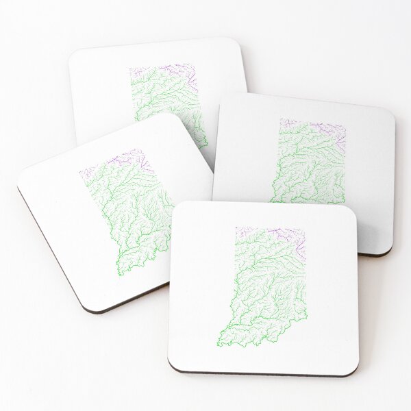 Item preview, Indiana River Basin Map in Rainbow Colours with White Background designed and sold by GrasshopperGeo.