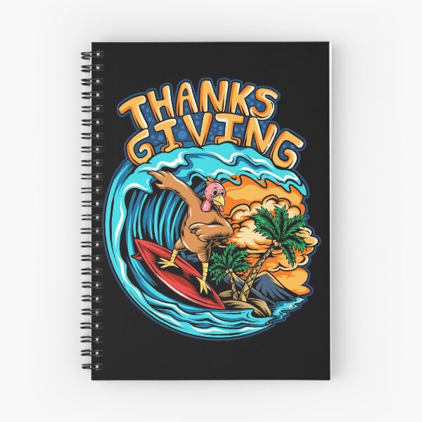 Item preview, Thanksgiving holiday turkey riding a surf board on the ocean waves on a beautiful beach. designed and sold by king's Outfit.