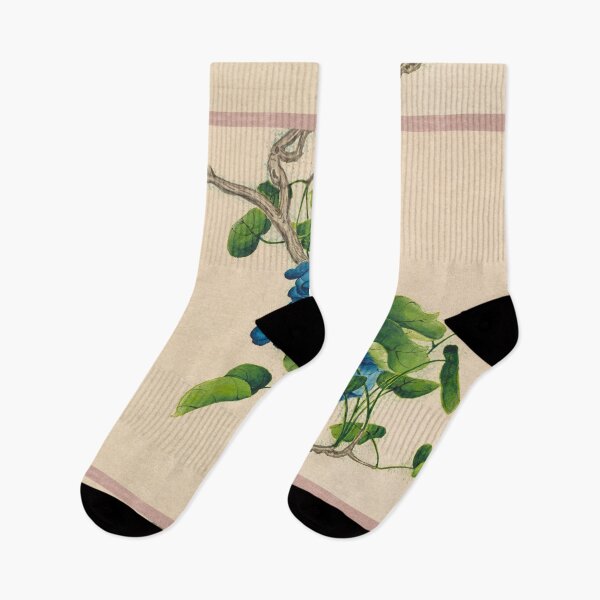 Item preview, Vintage Chinese Painting Climbing Blue Flowers (18th Century) by Zhang Ruoai designed and sold by Designedbysm.