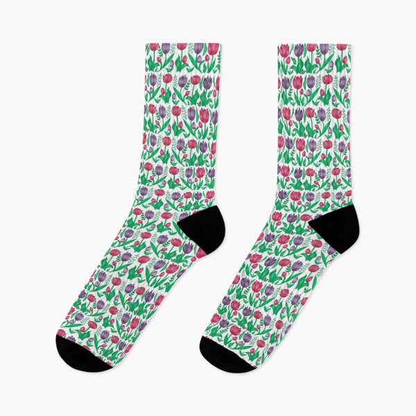 Item preview, Tulips in row, ditsy print designed and sold by Lilac Blooms Designs.