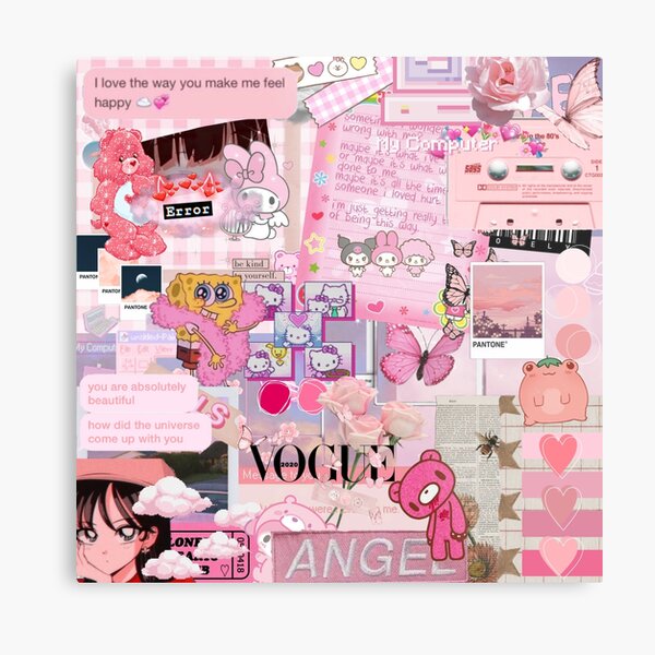 Pink Aesthetic Collage Metal Prints for Sale