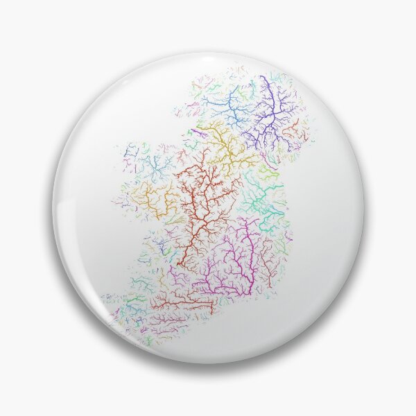 Item preview, Island of Ireland River Basin Map in Rainbow Colours with White Background designed and sold by GrasshopperGeo.