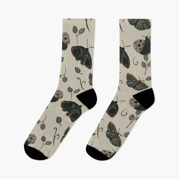 Item preview, vintage moth pattern with moths and plants designed and sold by rudakropka.